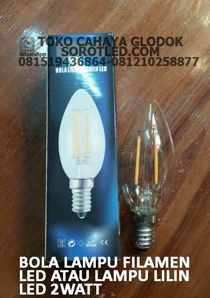 Lampu LED Filamen Lilin 2 watt Fitting E14