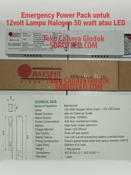 Emergency Power Pack Maxspid EXN-M-150 for Halogen or LED