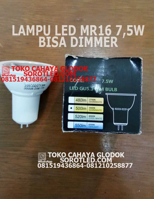 Lampu LED Dimmable 7.5w Base GU5.3