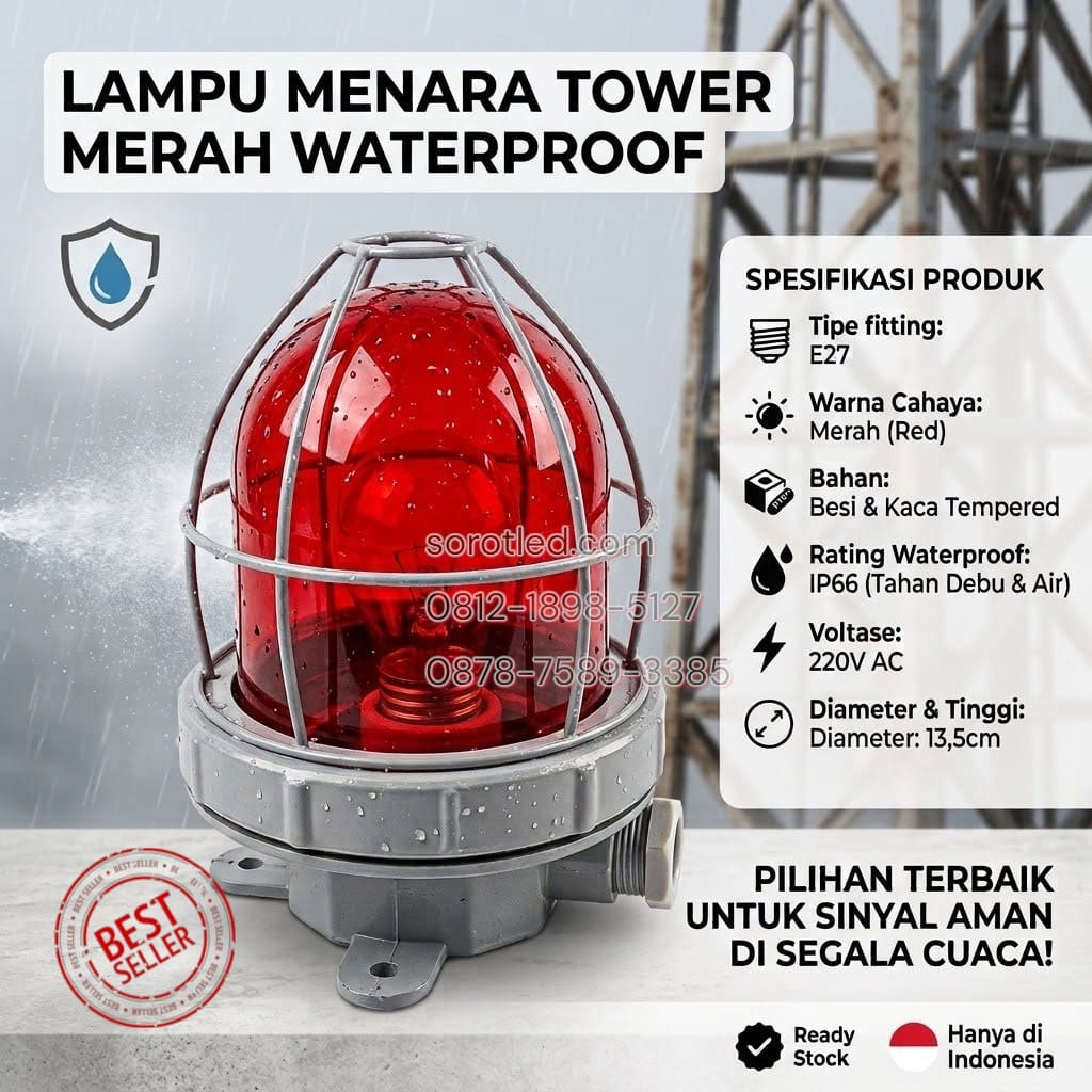 lampu menara tower merah waterproof e27