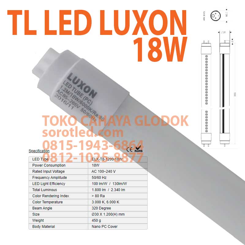 Also Obsession You will get better Jual Lampu TL LED LUXON 18W 130 lm/w 2340 lumen | sorotled.com