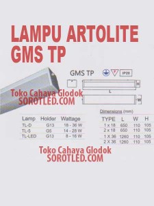 Lampu GMS 2x18w merk Artolite