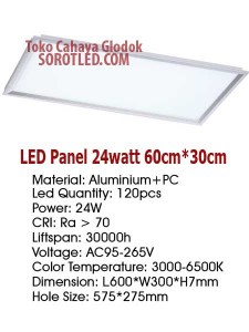 Lampu LED Panel 60cm*30cm 24watt Model Kotak